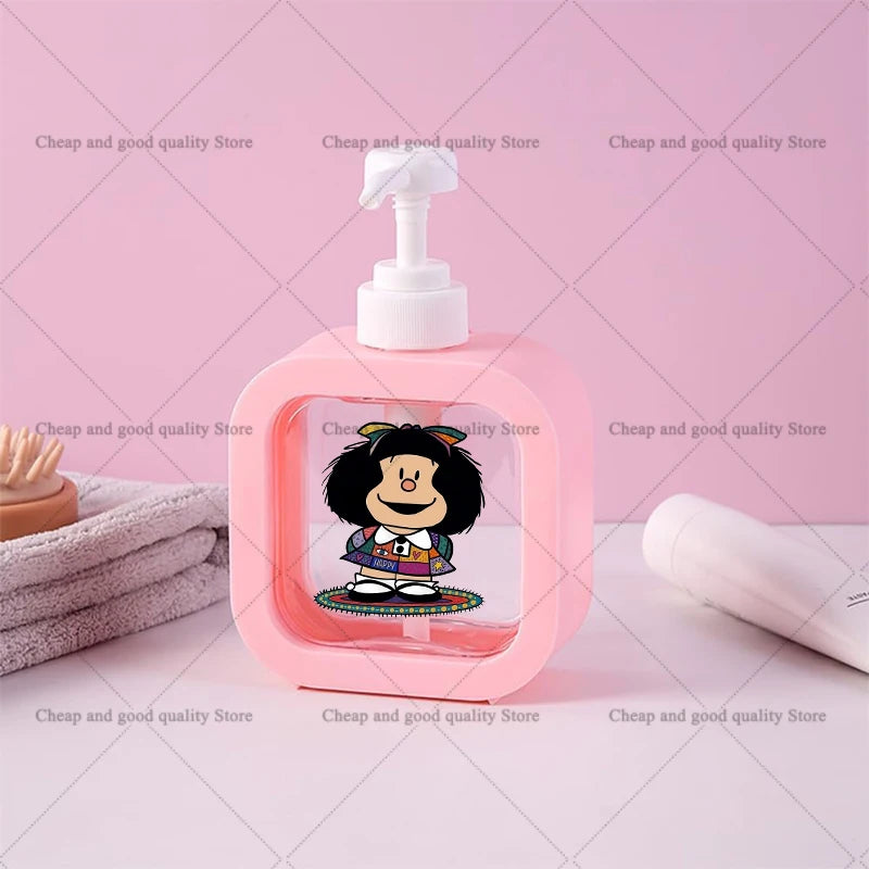 distributeur savon liquide rose personnages animés transparent moderne 300ml rechargeable