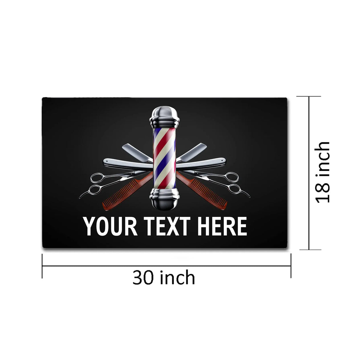 tapis sol antidérapant caoutchouc motif coiffeur ciseaux peignes noir moderneintérieurextérieur