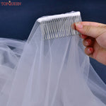 voile mariée blanc peigne métallique double couche bord coupé transparent élégant soirée