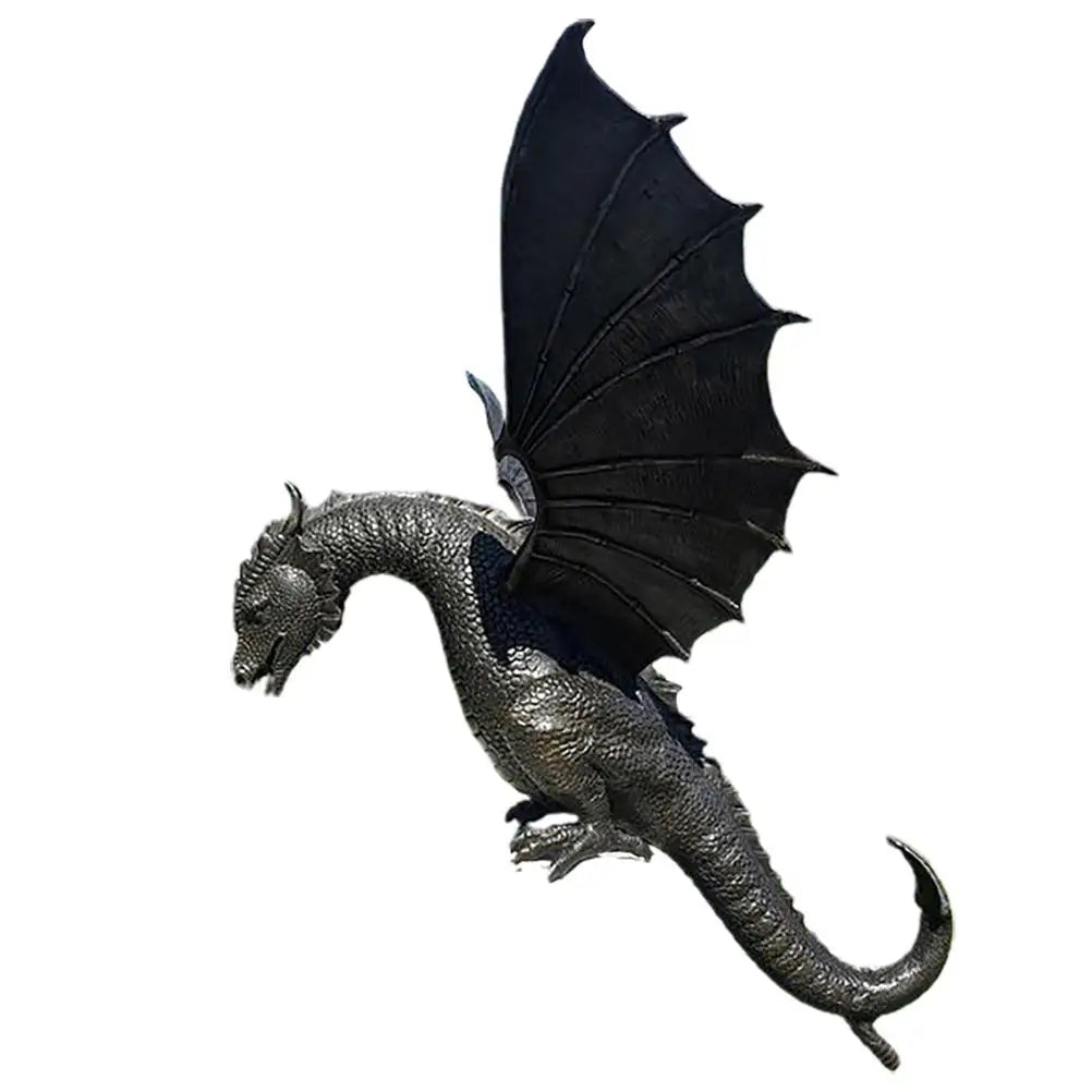 statue dragon jardin noir échancrures écailles fantastique gothique résineextérieur decoration