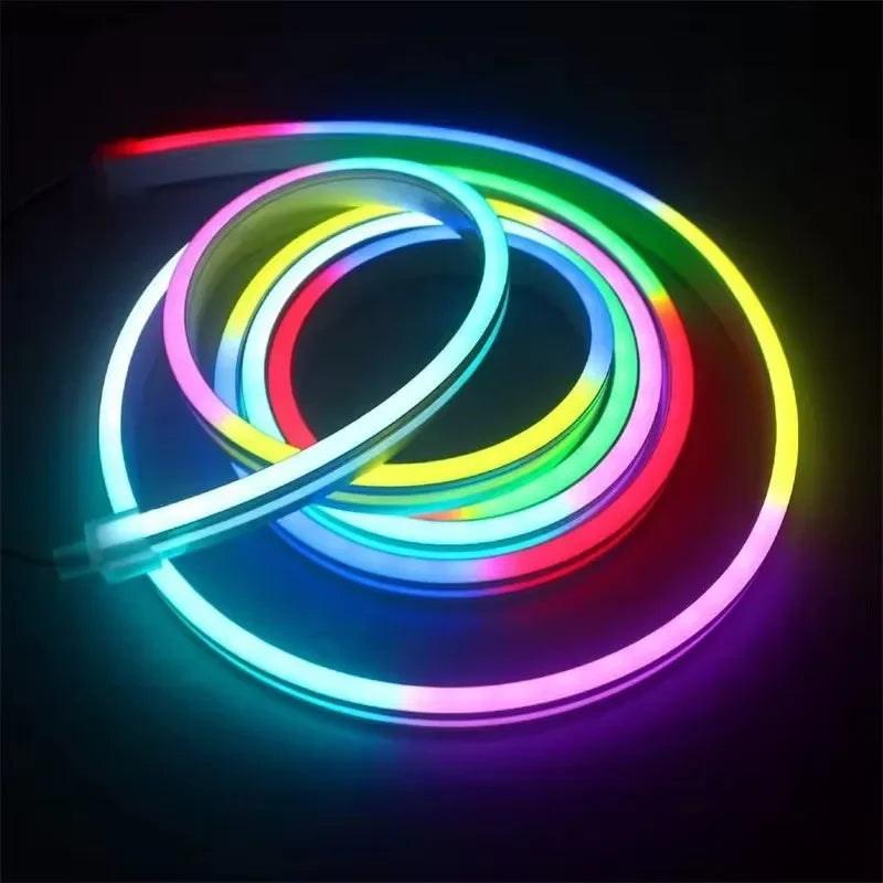 ruban led néon multicolore synchronisation bluetooth adhésif lisse moderne lumières fixations USB