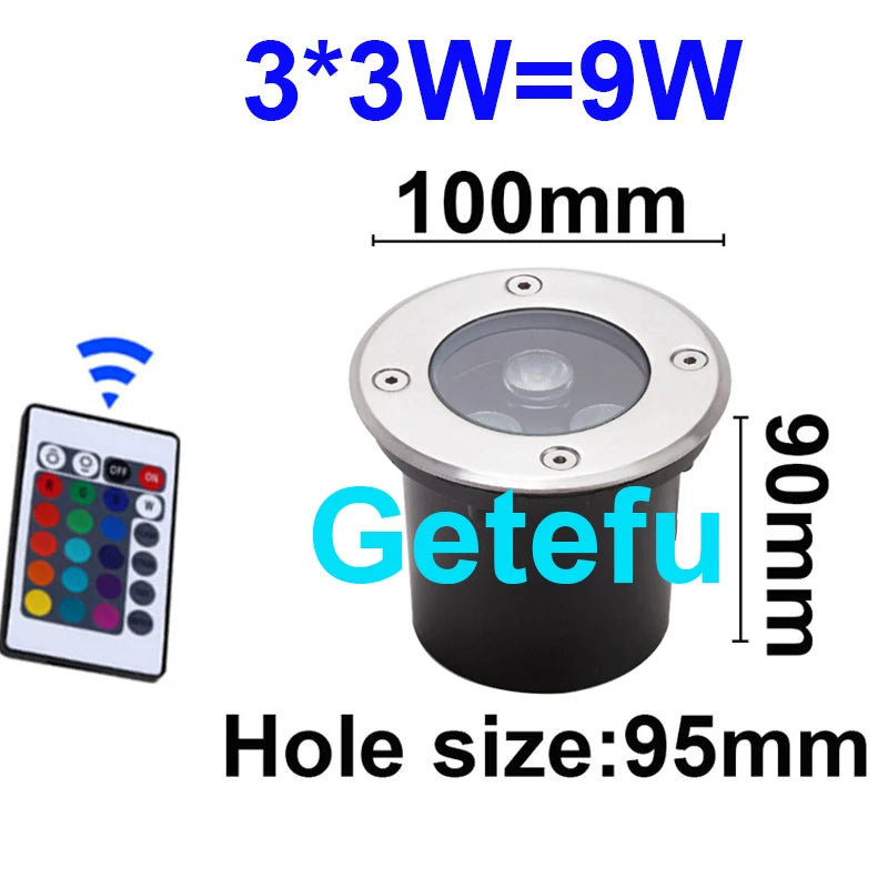 éclairage led rgb télécommande spot noir argent moderne extérieur encastrable ip67 waterproof 9w 18w