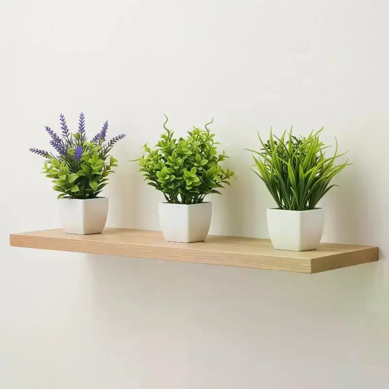 plantes artificielles feuilles vertes fleurs violettes pot blanc minimaliste décoration intérieure sans entretien