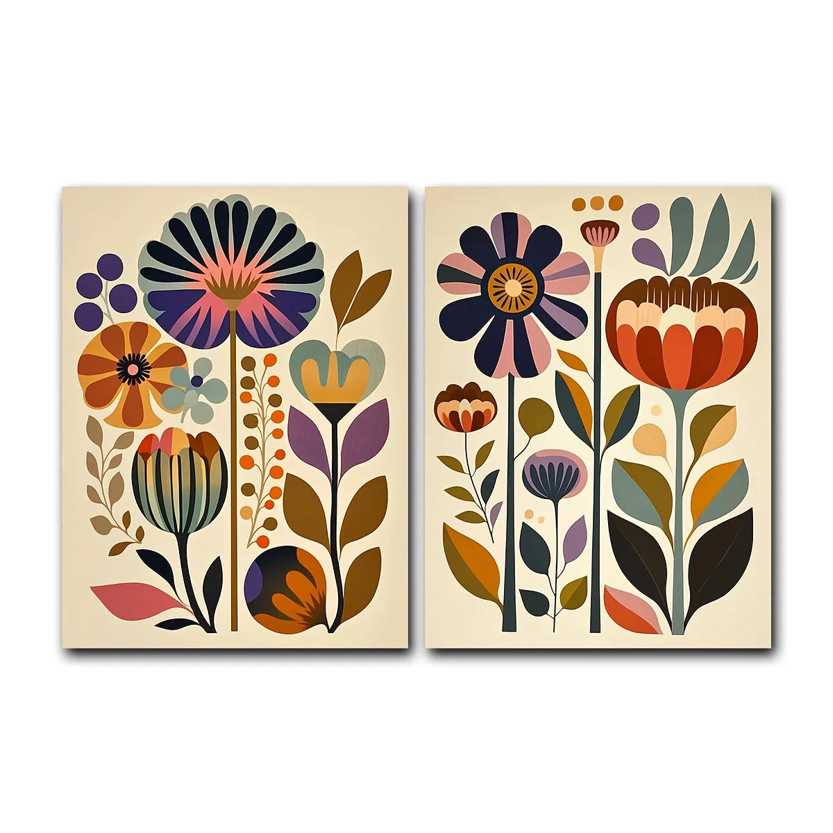 tableau abstrait floral multicolore moderne sans cadre toile rectangle vertical