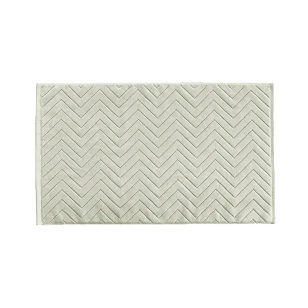 tapis bain coton antidérapant zigzag gris blanc vert moderne 40x60cm