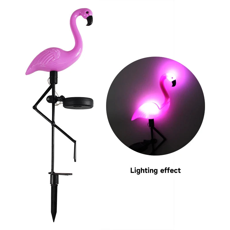 lumière solaire flamant rose moderne oiseau artificiel rose brillant extérieur décoration jardin