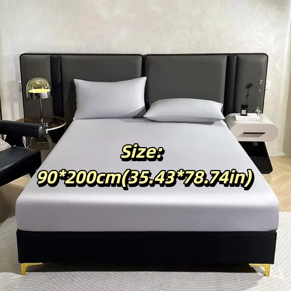 housse lit satinée gris clair moderne ajustement matelas 90x200cm coton polyester