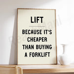 Lift parce que c'est moins cher qu'acheter un chariot élévateur.