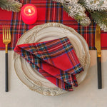serviettes table carreaux écossais arbre noël étoile bois rouge vert classiques pack 12 24