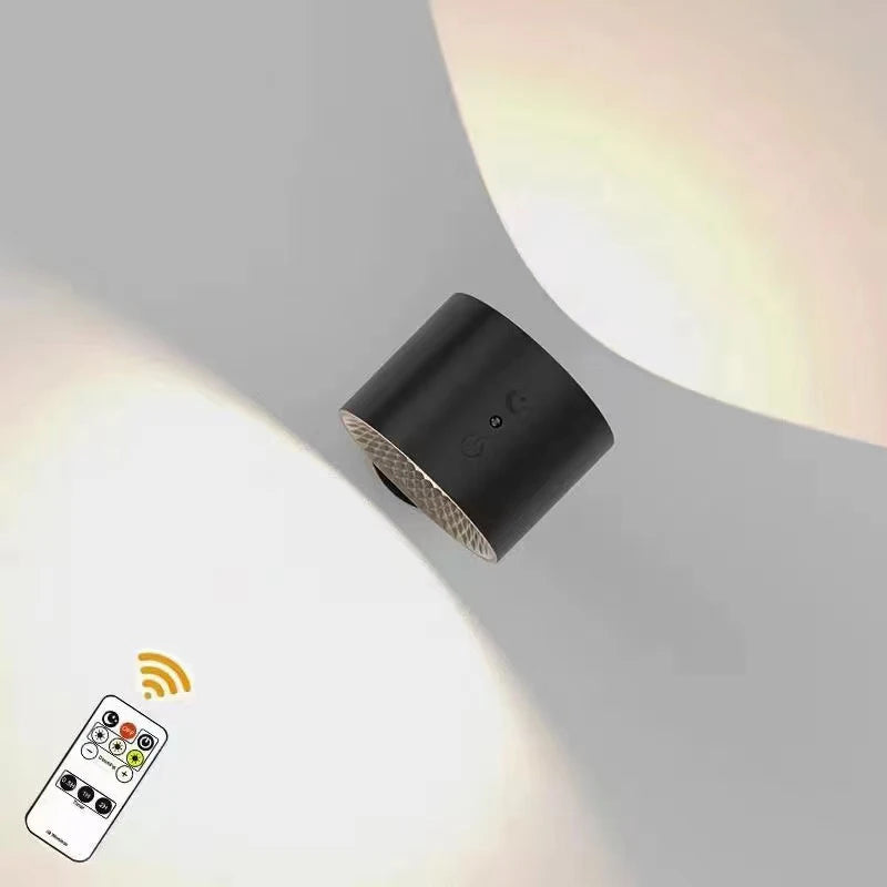 lampe table led moderne noir texture géométrique rotation 360 bouton tactile sans fil recharge