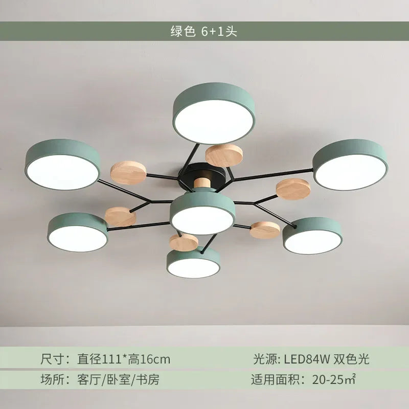 lampe suspendue moderne gris bois naturel éclairage led circulaire scandinave métallique chambre salon
