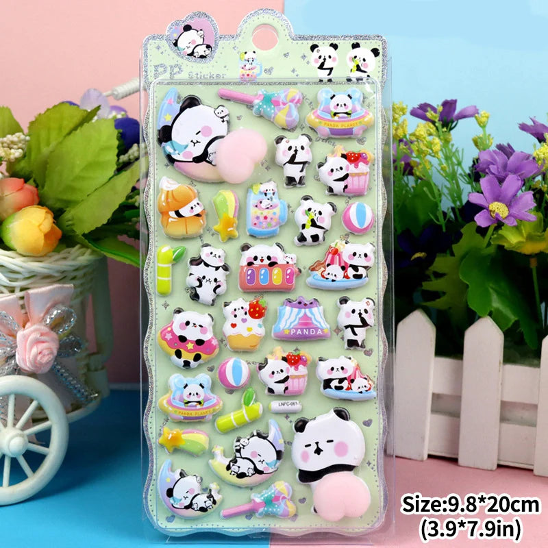 autocollants 3d animaux dessins animés chat lapin panda fruits scrapbooking coque téléphone mignon