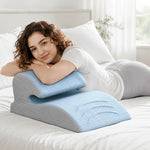 coussin angle lit bleu gris carreaux confortable ergonomique mémoire foame polyeste satin hand wash