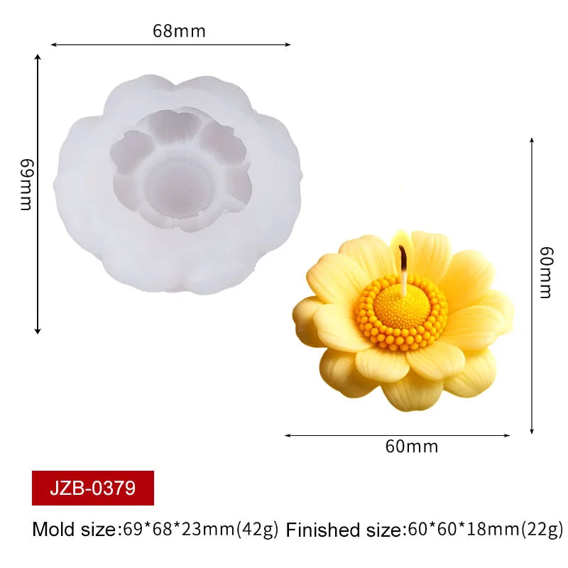 moulage silicone bougies fleurs dahlias marguerites tulipes parfums savons décorations saint valentin mariage