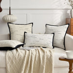coussins carrés blanc noir rayures moderne housses jacquard polyeste décoration intérieure nordique fixations