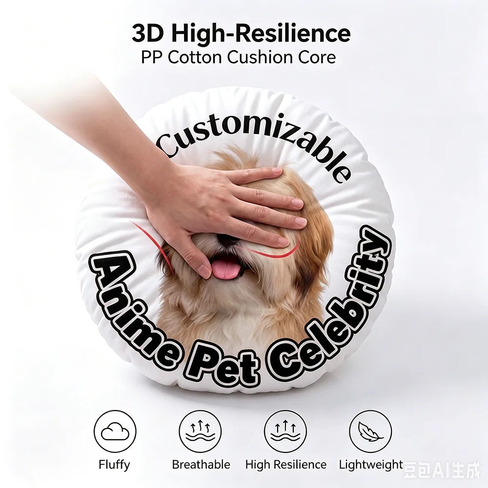 coussin personnalisable chien mignon blanc doux pelucheux animé zip amovible lavable moderne
