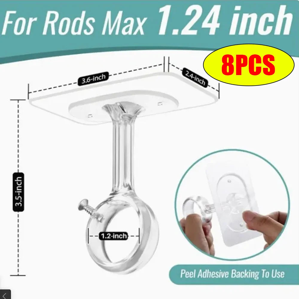 anneaux rideau transparents moderne auto adhésifs sans perçage brackets supports chambre salle bain