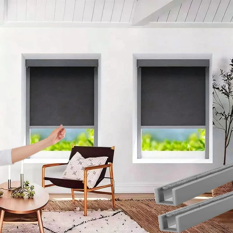 Stores enrouleurs gris opaques tissu micro perforé moderne française verticaux clips
