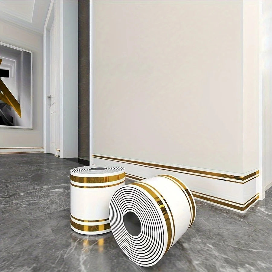 ruban decoratif autoadhésif moderne blanc or gris 500cm 10cm imperméable pvc