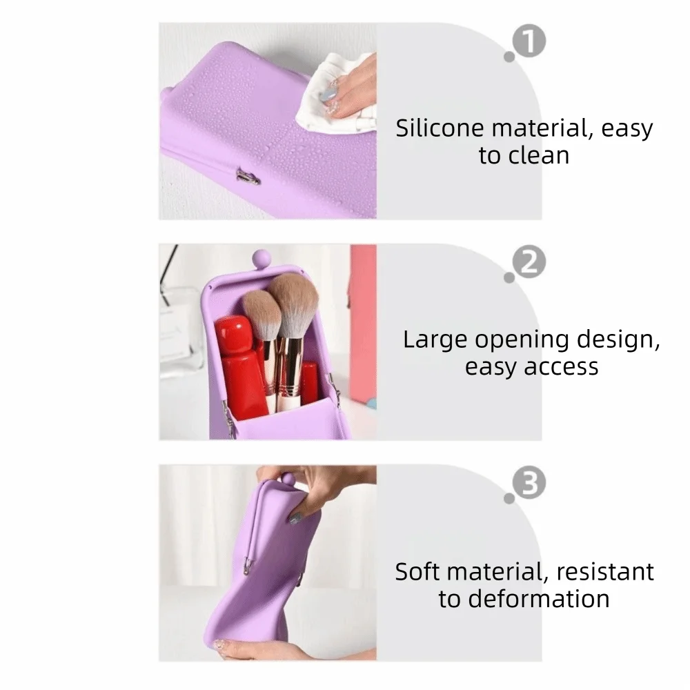étui pinceaux cosmétiques réutilisable moderne rose gris bleu vert violet polyester opaque