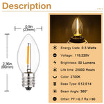 ampoule led filament doré 2700k blanc chaud e14 220v 0.5w transparent moderne 25000h