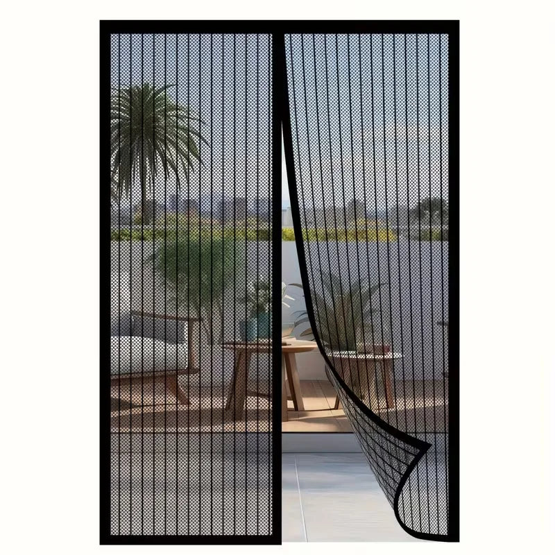rideau porte magnétique noir maille fine 90cm 210cm anti insectes moderne toute saison