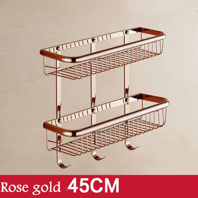 étagère salle bain double niveau or chrome moderne minimaliste clips inclusion vis écrous