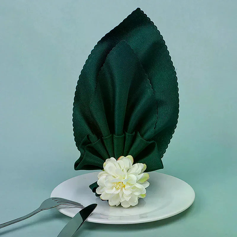 anneaux porte serviettes fleur artificielle vert foncé classique plissé 7.5cm 4.5cm mariage décoration table