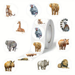 autocollants animaux sauvages blancs gris beige 500 pièces adhésifs illustrés éléphant girafe léopard