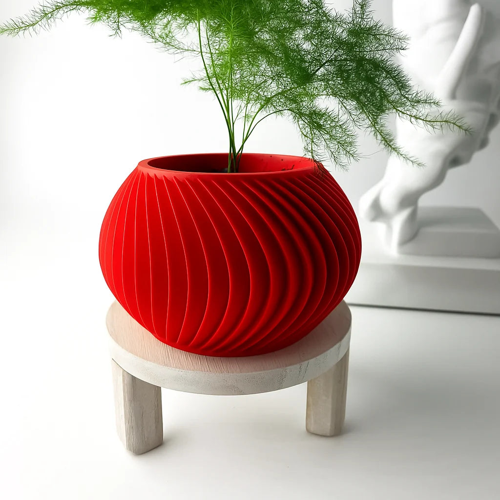 cache pot moderne rayures verticales couleur beige biodégradable pla durable écologiqueintérieur