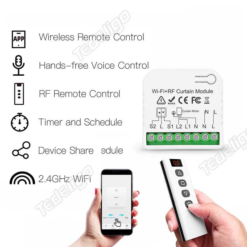 module rideau motorisé wifi rf télécommande sans fil batterie 12v blanc moderne