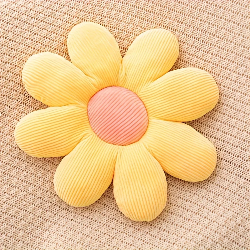 coussin moderne polyester fleuri bleu jaune blanc rose 40cm 40cm
