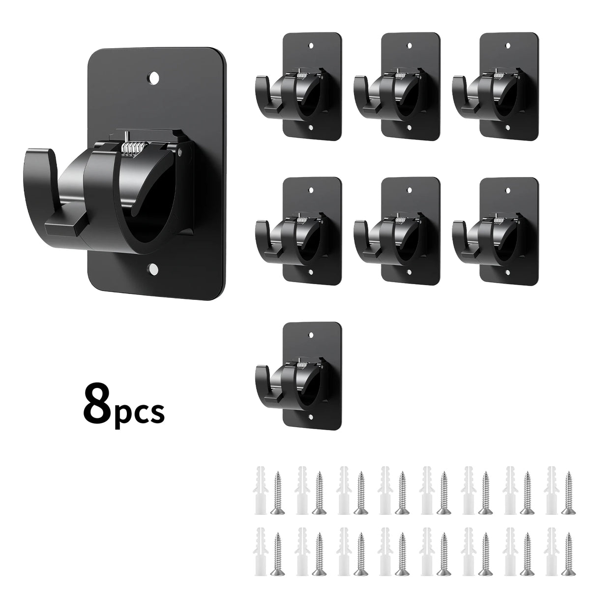 supports adhésifs rideaux vis fixations murales noirs modernes tiges incluses facile