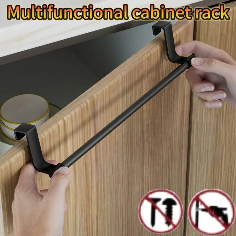porte serviettes suspendu porte placard acier noir rack cuisine sans vis crochets