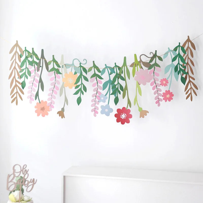 guirlande fleurs papier décoration murale anniversaire mariage saint valentin printemps baptême vintage