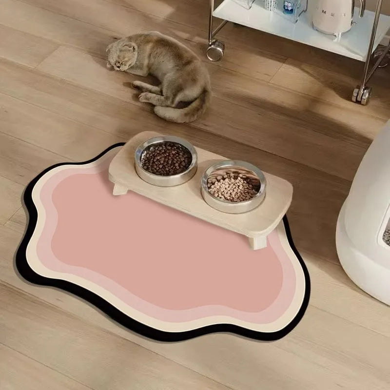 tapis alimentation animaux compagnie bleu violet vert petit chien moderne minimaliste boue diatomées deux