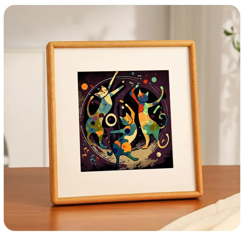 cadre photo carré bois clair simple moderne fixation 10x10cm 15x15cm 20x20cm 25x25cm 30x30cm
