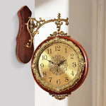 horloge murale or marron ornements floraux chiffres romains classique fixations salon chambre vintage quartz