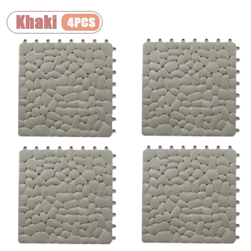 tapis sol antidérapant cailloux gris blanc moderne 30cm 30cm clips geometrique