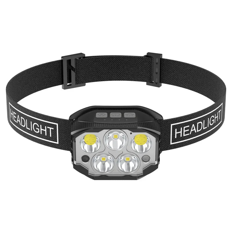 lampe frontale rechargeable noire tissu élastique texturée ceinture usb cables micro usb