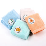 serviettes coton brodées animées enfants moderne bleu orange vert clips