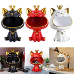 porte clés bijoux chat couronne moderne noir rouge blanc souriant opacité