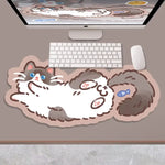 tapis souris chaton dessin animé orange blanc gris rose bleu motifs floraux poissons non