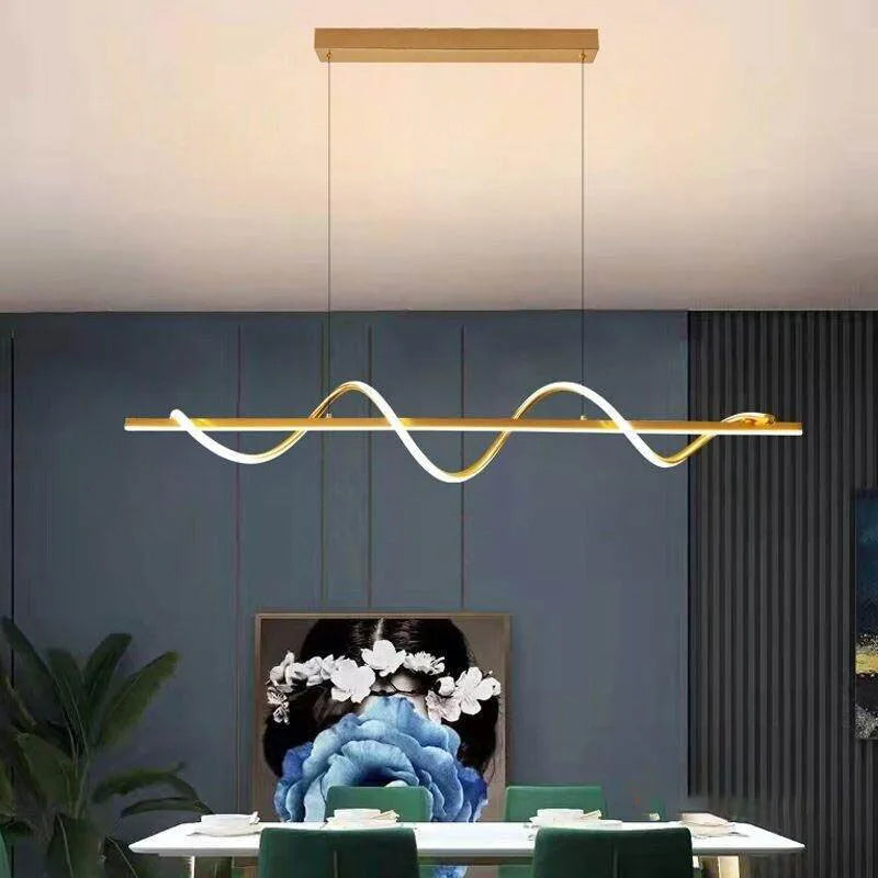 Suspension lumineuse moderne ornement ondulé or blanc noir moderne chambre salon