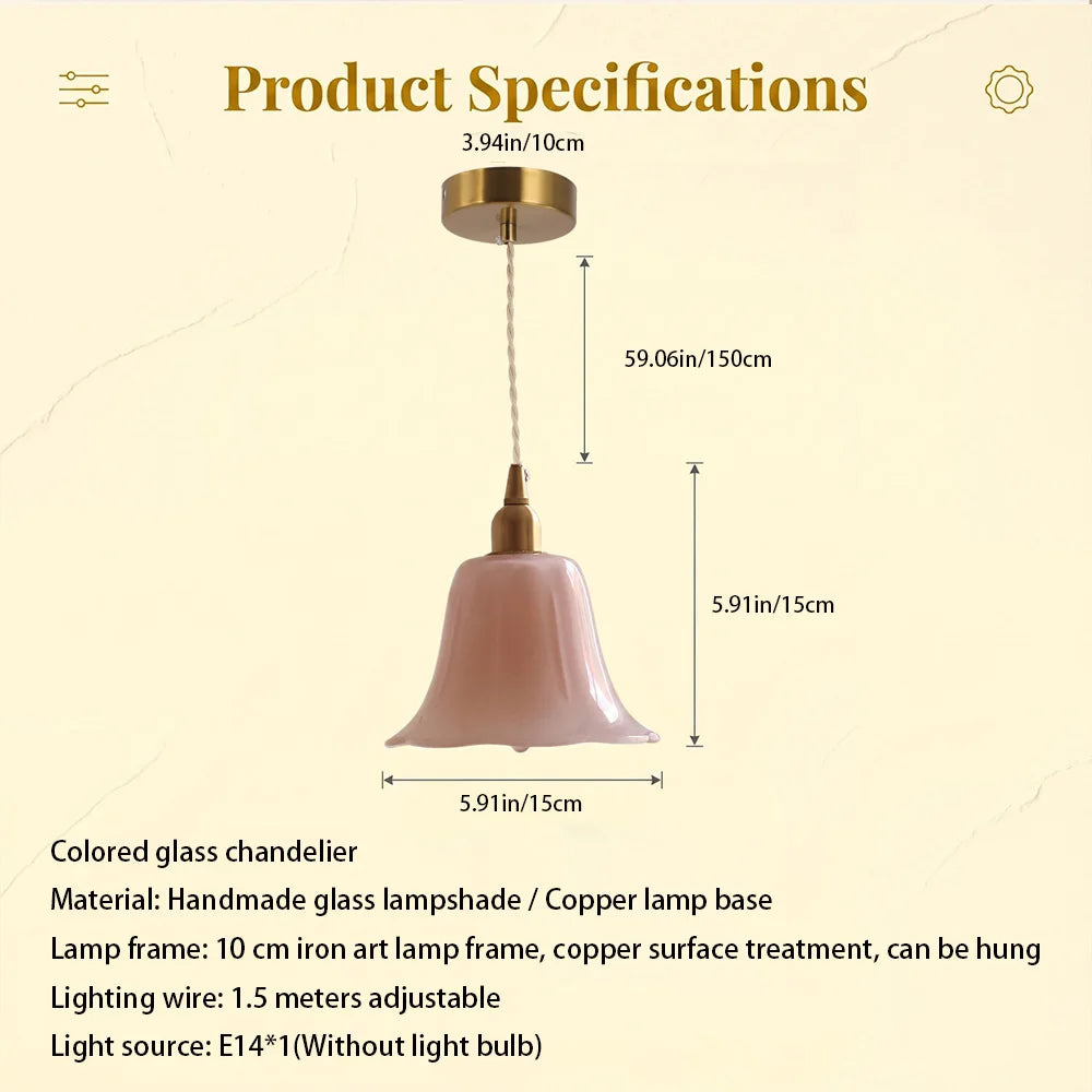 lampe suspendue vintage rose clair vert gradient laiton e14 salon restaurant chambrehôtel