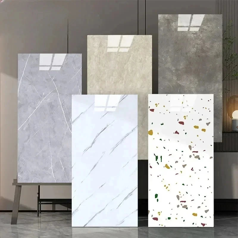 panneau decoratif mural marbre gris clair moderne adhésif imperméable resistant rayures tache d'eau cuisine