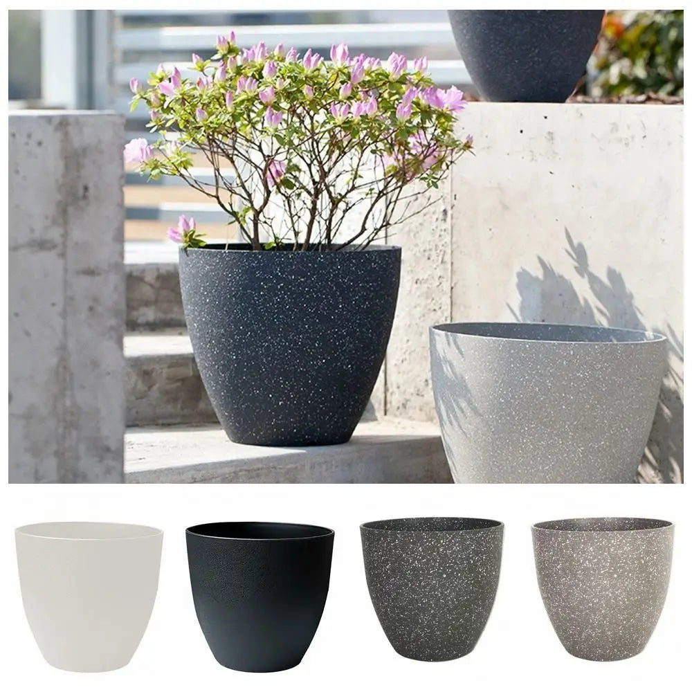 Pots plante moderne plastique texturé gris noir taille XL