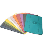 tapis yoga bleu gris motif solaire texture rugueuse moderne 5mm 60x40cm