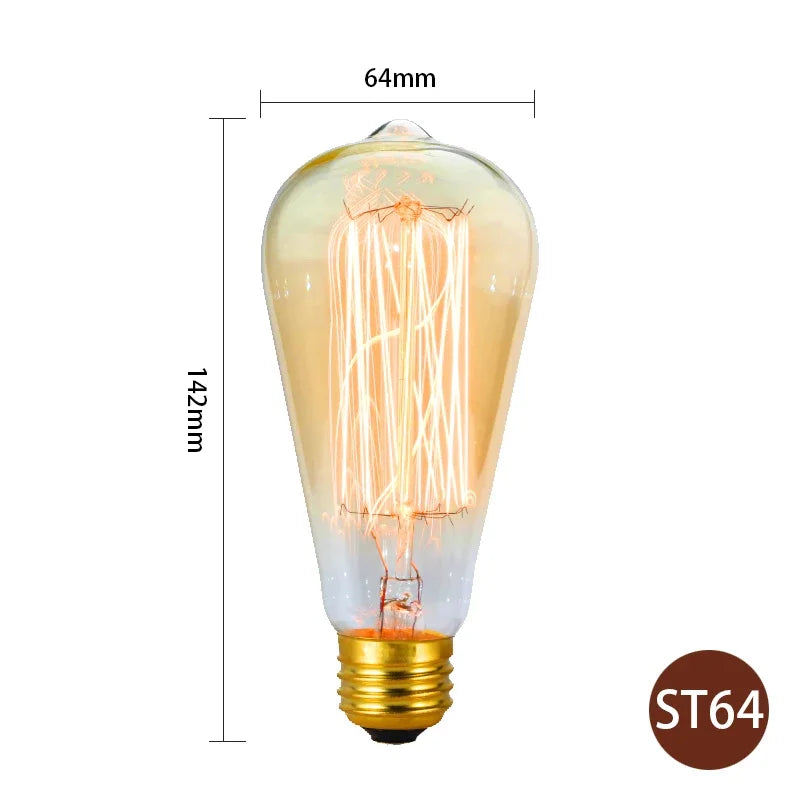 Ampoules Edison vintage filaments spirales dorées transparentes E27 250 lumens 30000h