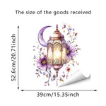 décoration ramadan stickers muraux lanternes colorées lune étoiles dorées floral violet vert rose artisanal